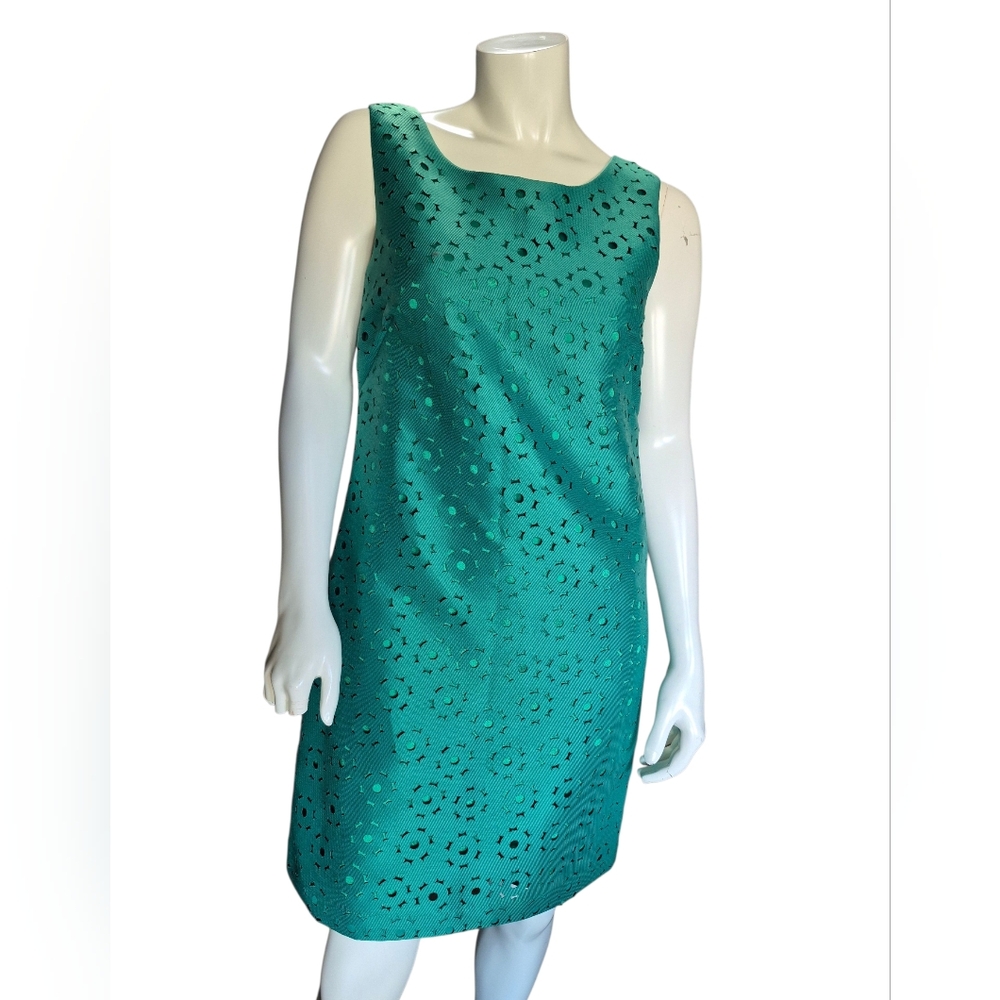 Bright Green Jade Melody Tam  Sleeveless Sheath Dress Size Small Cutout Overlay